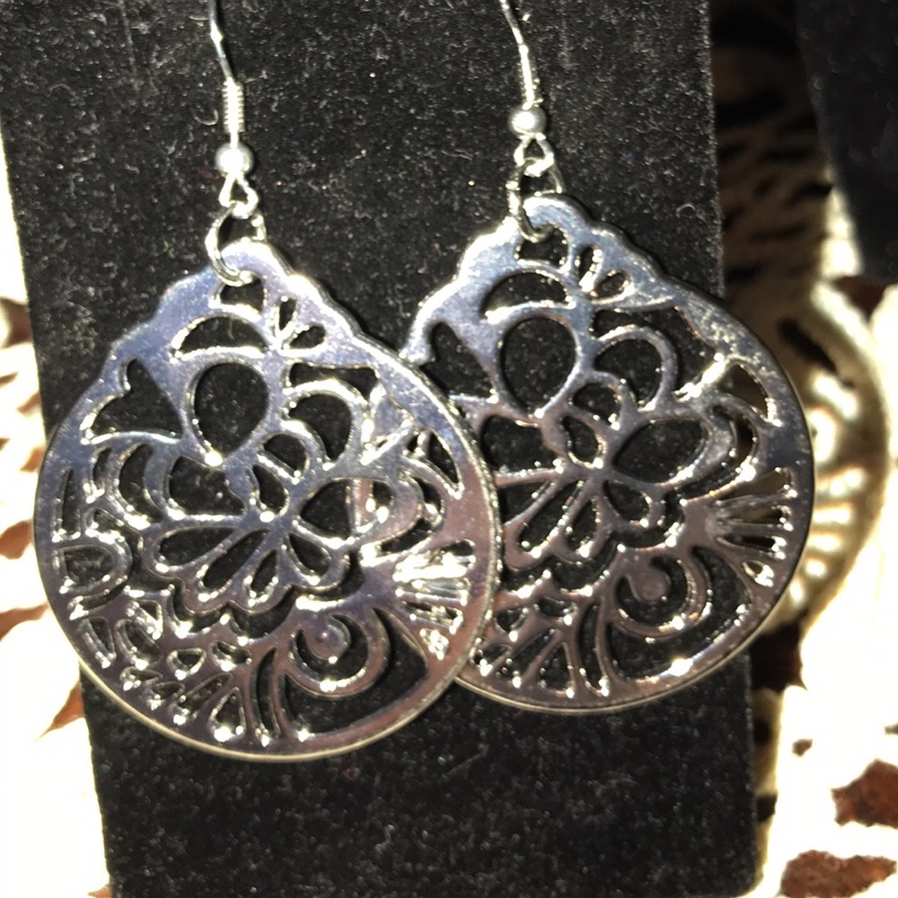 Silver tone earrings